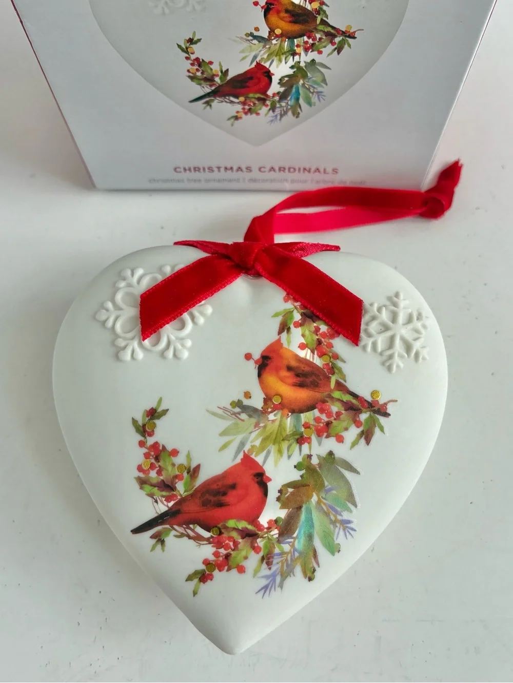 Hallmark Keepsake Ornament 2024 Christmas Cardinals Porcelain Heart